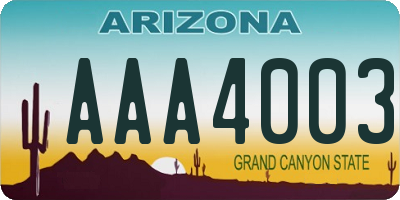 AZ license plate AAA4003