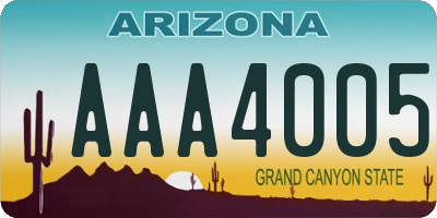 AZ license plate AAA4005