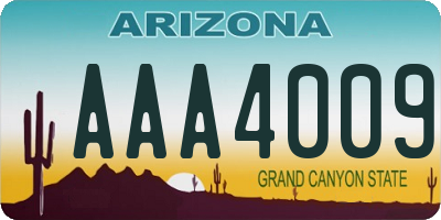 AZ license plate AAA4009