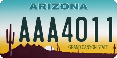 AZ license plate AAA4011