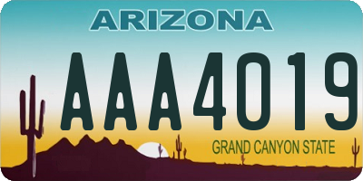 AZ license plate AAA4019