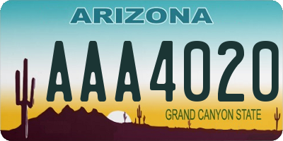 AZ license plate AAA4020