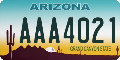 AZ license plate AAA4021