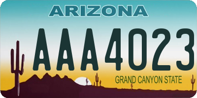 AZ license plate AAA4023