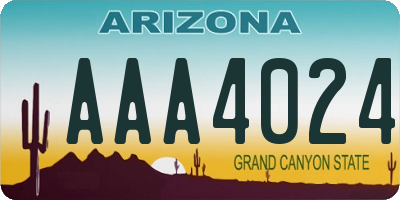 AZ license plate AAA4024