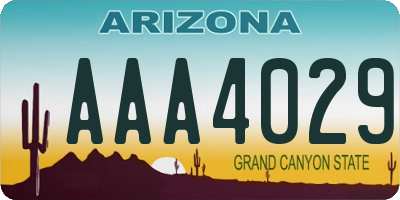 AZ license plate AAA4029