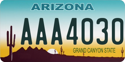 AZ license plate AAA4030