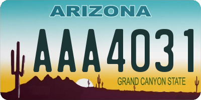 AZ license plate AAA4031