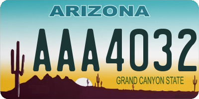 AZ license plate AAA4032