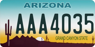 AZ license plate AAA4035