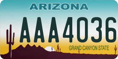 AZ license plate AAA4036