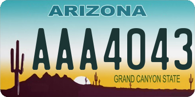 AZ license plate AAA4043