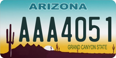 AZ license plate AAA4051