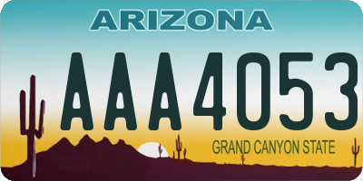 AZ license plate AAA4053