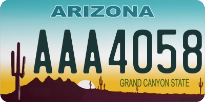 AZ license plate AAA4058