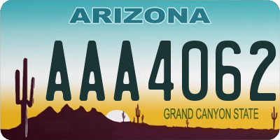 AZ license plate AAA4062