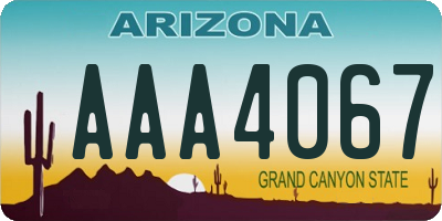 AZ license plate AAA4067