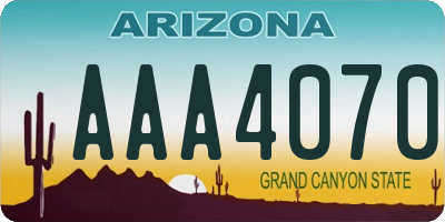 AZ license plate AAA4070