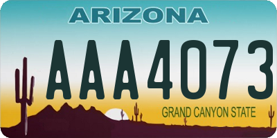 AZ license plate AAA4073