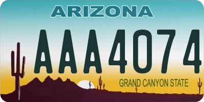 AZ license plate AAA4074