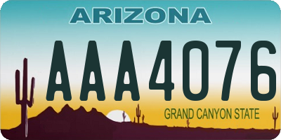 AZ license plate AAA4076