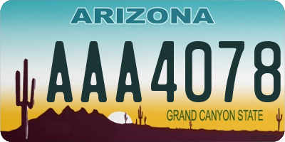 AZ license plate AAA4078