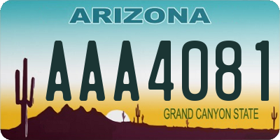 AZ license plate AAA4081