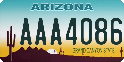 AZ license plate AAA4086