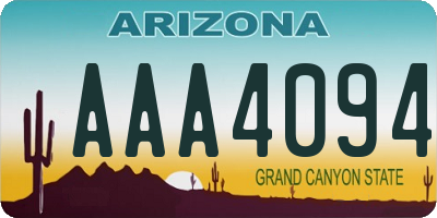 AZ license plate AAA4094