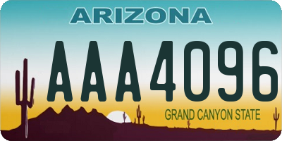 AZ license plate AAA4096