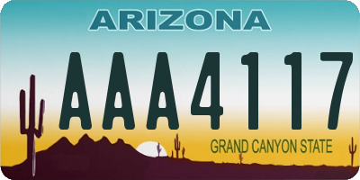 AZ license plate AAA4117