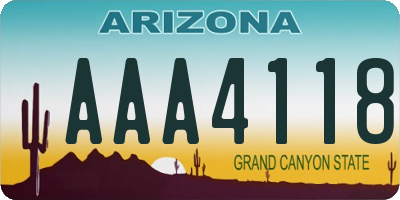 AZ license plate AAA4118