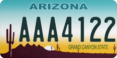 AZ license plate AAA4122