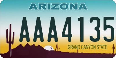 AZ license plate AAA4135