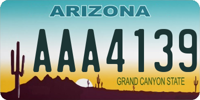 AZ license plate AAA4139