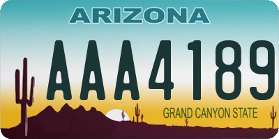 AZ license plate AAA4189