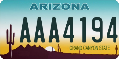 AZ license plate AAA4194