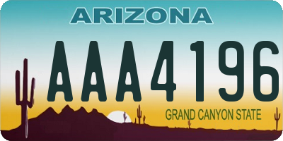 AZ license plate AAA4196