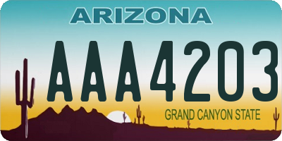 AZ license plate AAA4203