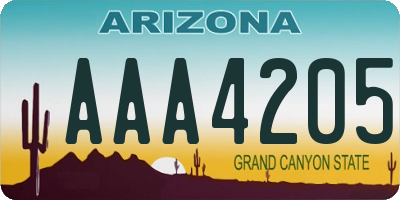 AZ license plate AAA4205
