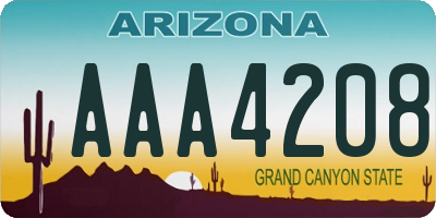 AZ license plate AAA4208