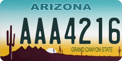 AZ license plate AAA4216