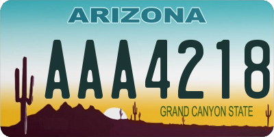 AZ license plate AAA4218