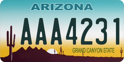 AZ license plate AAA4231