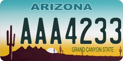 AZ license plate AAA4233