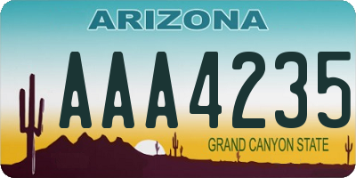 AZ license plate AAA4235