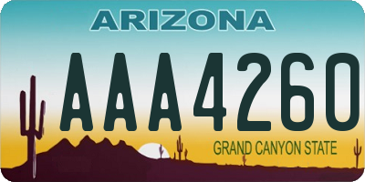 AZ license plate AAA4260