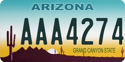 AZ license plate AAA4274