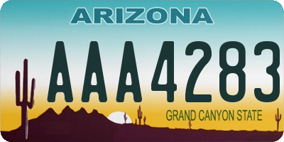 AZ license plate AAA4283