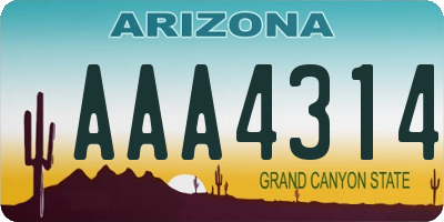 AZ license plate AAA4314